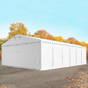 TOOLPORT 8x12m Namiot magazynowy - 2,6 m wysokość ścian bocznych, PVC 800, biały, ze statyką (podłoże betonowe) - (49206)
