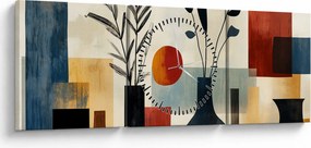 Obraz - Kubistyczne wazony (z zegarem) (90x30 cm)