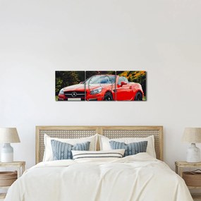 Obraz - czerwony Mercedes (z zegarem) (90x30 cm)