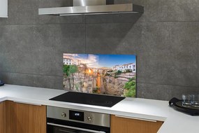 Panel Szklany Most nad Rzeką o Zachodzie Słońca