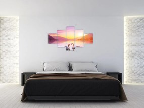 Obraz zakochanych łabędzi (125x70 cm)