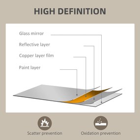 HOMCOM Lusterko ścienne, 50 x 70 cm, ramka w optyce drewna, łatwy montaż, w zestawie śruby