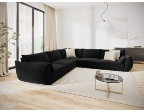 Czarny aksamitny narożnik Vanda – Mazzini Sofas