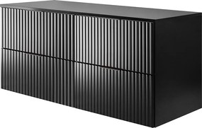 Szafka pod umywalkę, Czarny, 120 (2 x 60) x 57 x 46 cm, uchwyt czarny + Blat