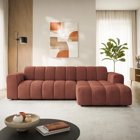 Masseno Narożnik SETIA Prawostronny L-Kształtny, Nowoczesna Sofa narożna, Tkanina Strukturalna - Ceglasty, ARAGON 59
