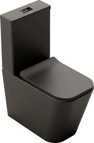 Kompletna Miska WC Rimless Przyścienna | Ultracienka Deska Duroplast Soft Close z Systemem Szybkiego Wypinania | Czarny Mat