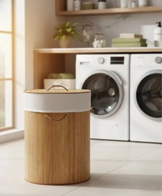 Owalny bambusowy kosz na pranie T1-T70