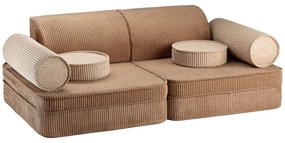 Brązowa sztruksowa sofa dla dzieci 132 cm Settee – Wigiwama