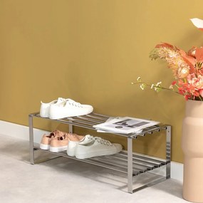 Metalowa szafka na buty w kolorze srebra 70x29x27 cm Rex – Spinder Design