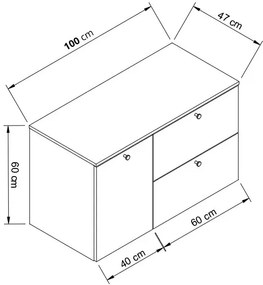 Wisząca szafka pod umywalkę dąb cremona + marmur H4-K43