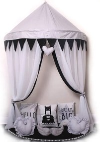 Szaro-czarny baldachim dla chłopca z batmanem A6-R50