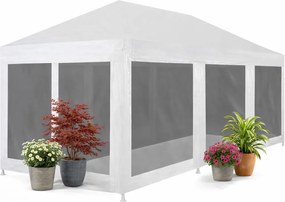 Biały namiot ogrodowy z siatkowymi ściankami K6-B35