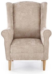 Fotel wypoczynkowy klasyczny uszak HERMES beżowy tkanina MARKOS 14-#3