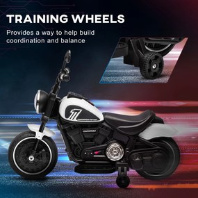 HOMCOM Elektryczny motocykl dla dzieci, reflektor LED, odpinane kółka boczne, wygodne siedzenie, Czerwony/Czarny | Aosom PL