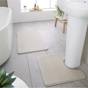 Beżowe dywaniki łazienkowe do WC z pianki pamięciowej zestaw 2 szt. 50x80 cm Anti-Bacterial – Catherine Lansfield