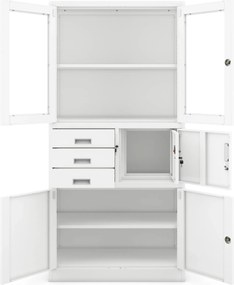 Biurowa szafa aktowa z sejfem Filip 90x40x185 cm biała