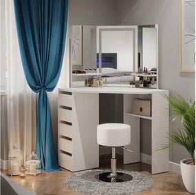 Narożna toaletka biały 110x54x141.5 arielle