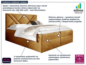 Musztardowe welurowe łóżko kontynentalne 5 rozmiarów - Velvaro