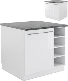 Wyspa kuchenna biały wysoki połysk/biały 90x60x82 fame-line