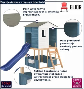 Niebieski plac zabaw ze zjeżdzalnią i piaskownicą Z0-C62