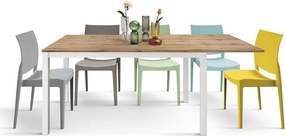 Stół drewniany, efekt dębu, podstawa biała, wym.160x90-210x90cm - TROPEA