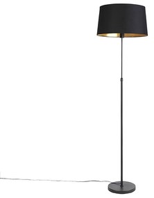 Lampa stojąca czarna z czarnym kloszem 45 cm regulowana - Parte klasyczny/Antyczny Oswietlenie wewnetrzne