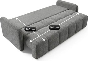 Sofa ZEN Rozkładana Dwuosobowa Ciemnoszara Boucle Japandi