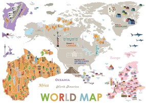 Naklejka dziecięca na ścianę 120x150 cm Giant World Map – Ambiance