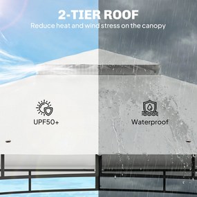 Outsunny Pawilon, 3x3,6 m wodoodporny stabilny pawilon ogrodowy z siatką na owady, dwuwarstwowy dach, do ogrodu, tarasu, czarny | Aosom PL