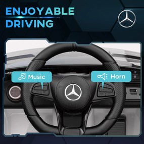 AIYAPLAY Elektryczny samochód dla dzieci, Mercedes, 3-5 km/h, Pilot, Światła i Muzyka, Biały