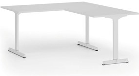 Narożne biurko PRIMO BETA L, 160x180 cm, L/P, biała podstawa, biały