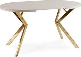 Stół Okrągły Rozkładany DORIAN 80-160 cm Kaszmir/Złoty Glamour