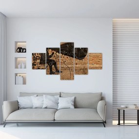 Obraz - Mężczyzna na rowerze w stylu Banksy (125x70 cm)
