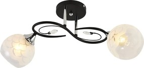 Czarny żyrandol z dwoma mlecznymi kloszami - V190 G4-F16