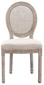 Zestaw 2 krzeseł - Plecionka, tkanina i drewno kauczukowe - Beżowy - ANTOINETTE