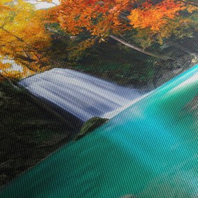 Obraz - Szmaragdowa Laguna (z zegarem) (90x30 cm)