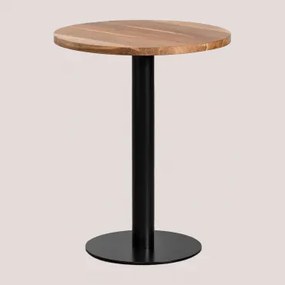 Okrągły Stół Barowy Z Drewna Akacjowego Macchiato Ø60 Cm & Czarny - Sklum