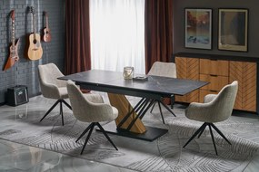 Stół rozkładany VOLANT 140(180)x90 czarny marmur/dąb złoty HALMAR