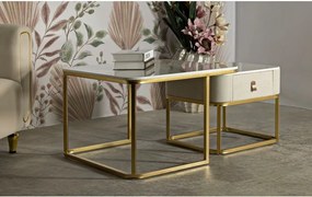 Stoliki w kremowo-złotym kolorze w dekorze marmuru zestaw 2 szt. 50x70 cm Beauty – Mauro Ferretti