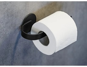 Samoprzylepny metalowy uchwyt na papier toaletowy w kolorze matowej czerni Bivio – Wenko