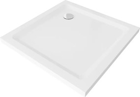 Mexen Flat brodzik kwadratowy slim 100 x 100 cm, biały, syfon chrom - 40101010
