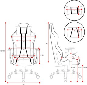 Fotel gamingowy młodzieżowy Diablo X-One 2.0 Small Size, kolor biało-czarny