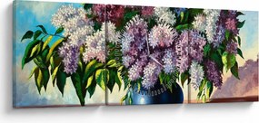 Obraz - Bukiet bzu (z zegarem) (90x30 cm)