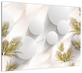 Obraz na szkle - 3D koła z kwiatami (70x50 cm)