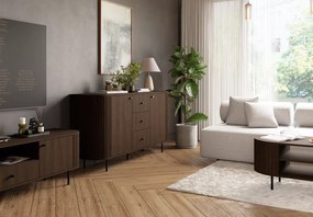 Komoda Opunio 165 cm – nowoczesna komoda z szufladami dąb cremona / beż piaskowy / dąb dunin