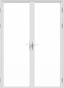 Dwuskrzydłowe odwracalne drzwi aluminiowo-szklane z hartowanego szkła - 2 x W204 x Szer93 cm - Białe - LOXTON