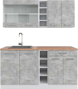Pojedyncza kuchnia beton/biały 160x60x81.6 r-line