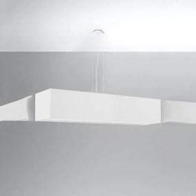 Biała lampa wisząca z tekstylno-szklanym kloszem Gryfin – Nice Lamps