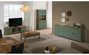 Zielona witryna z litego drewna sosnowego 90x180 cm Miranda – Marckeric
