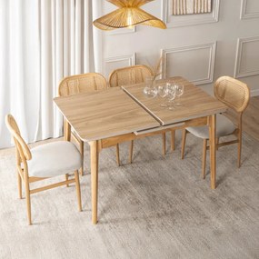 Stół Rozkładany Prostokątny SAMER 138-178 cm Ceramiczny Dąb Nowoczesny